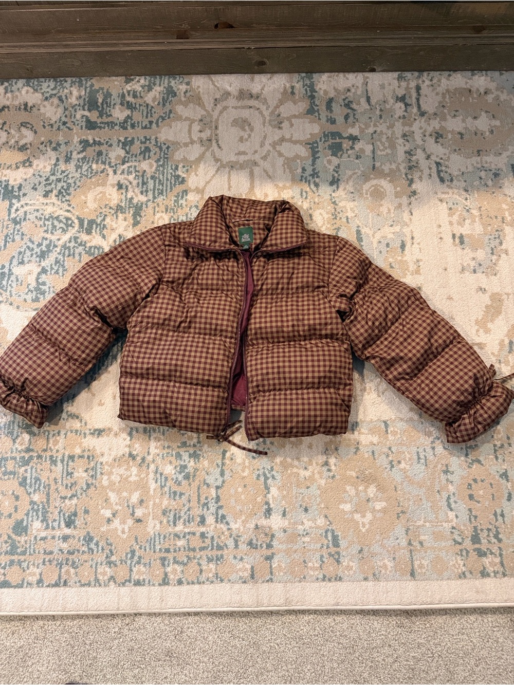 wild fable Brown/Maroon  Gingham women’s Puffer Jacket